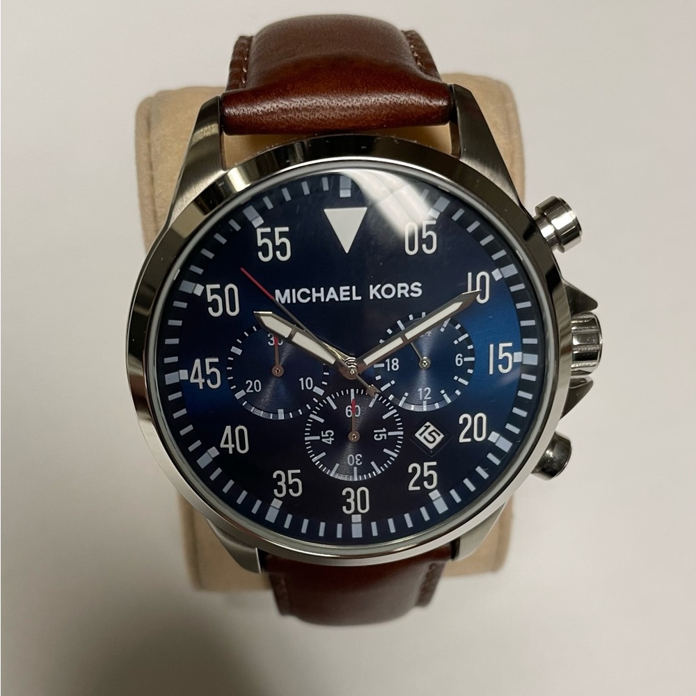 Michael Kors Men's Gage Chrono Blue Dial Leather Watch MK8362